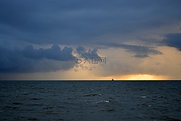 云,海,日落