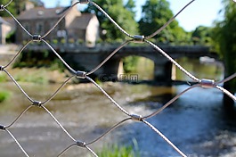 柵欄,水,橋
