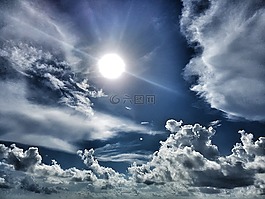 天空,藍(lán)色,云