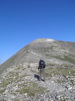 山,徒步旅行,高峰