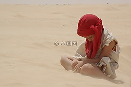 孩子,紅色,砂