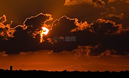 傍晚的天空,日落,余辉