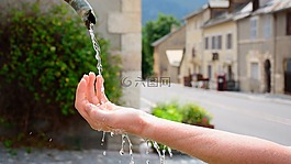 水,手,噴泉