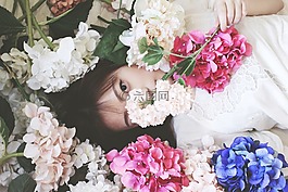 鮮花,婦女,肖像
