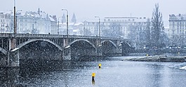 雪,橋,冬天
