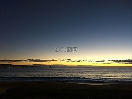日落,暮光之城,海灘