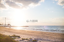 目睹,海灘,沙