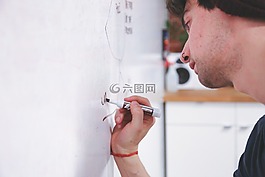 白板,寫作,男子