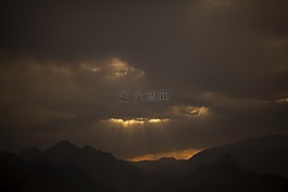 景觀,山,云