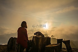 日落,營(yíng),旅行