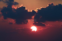 日落,云,太陽能