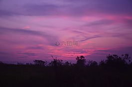 日落,紫色,天空