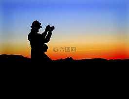攝影師,日出,側(cè)影