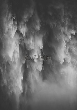 瀑布,黑色和白色,b w