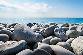 巖,海灘,海洋