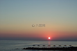 日落,岛,扎金索斯