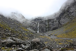 山,大瀑布,霧