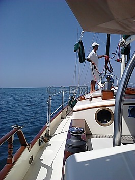 帆船,海,夏天