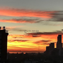 日出,黃色,天空