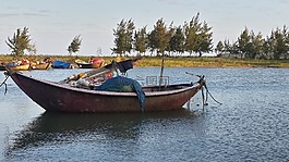 船,河,釣魚(yú)