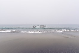 海灘,有霧,地平線