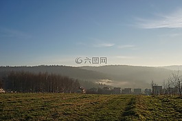 房屋,村,景觀