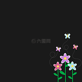 背景,花,蝴蝶