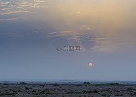 日出,沙漠,天空