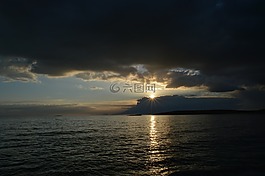 海,海岸,日落