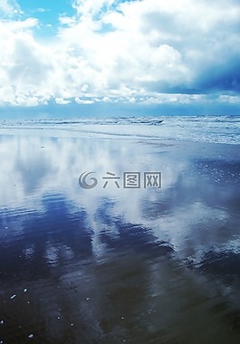海,云,海灘