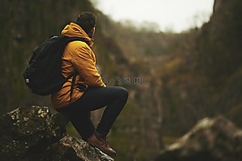 冒險,男子,山