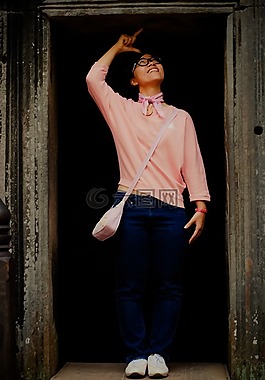 女孩,亞洲,寺