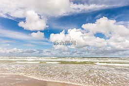 海,海灘,云