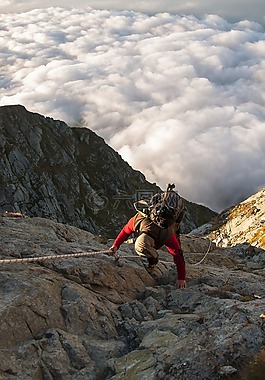 登山,爬,山