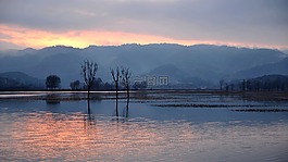 山巒,暮色,夕陽
