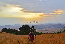 云,退耕還林,日出