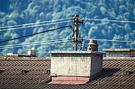 壁爐,電源線,屋頂