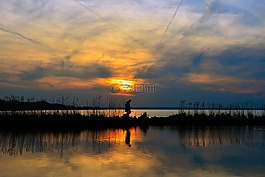 巴拉頓湖,傍晚時(shí)分,黃昏