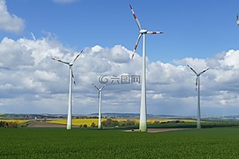 草地,油菜,風(fēng)力發(fā)電機(jī)組