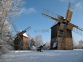 冬季,雪,磨