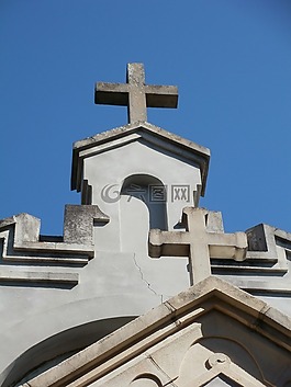 交叉,教堂,尖頂
