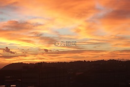 側(cè)影,日出,天空