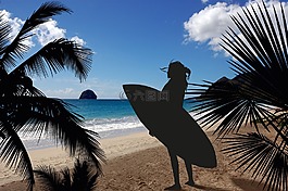冲浪者,太阳,海