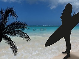 沖浪者,太陽,海