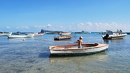 男孩,船,槳