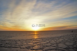 日出,冰面,陽光
