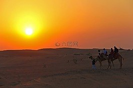 日落,日出,沙漠