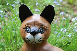 貓,頭,holzfigur