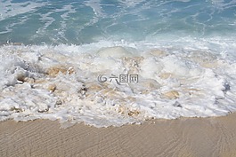 波,泡沫,海灘