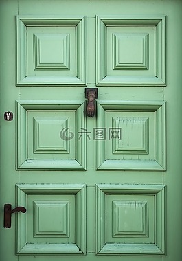 綠色的門,外墻,入口